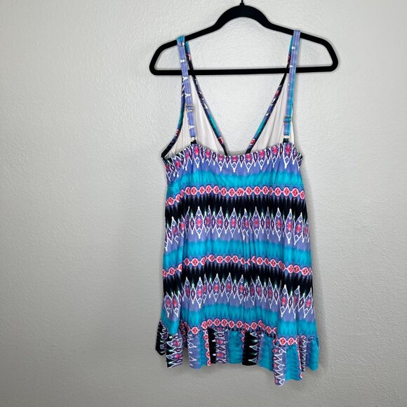 La Blanca Womens 22 Blue Purple Geometric One Piece Swim Suit Dress - Picture 11 of 13